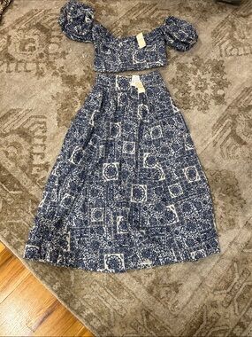 Abercrombie & Fitch Blue and White Printed Maxi Dress Set
